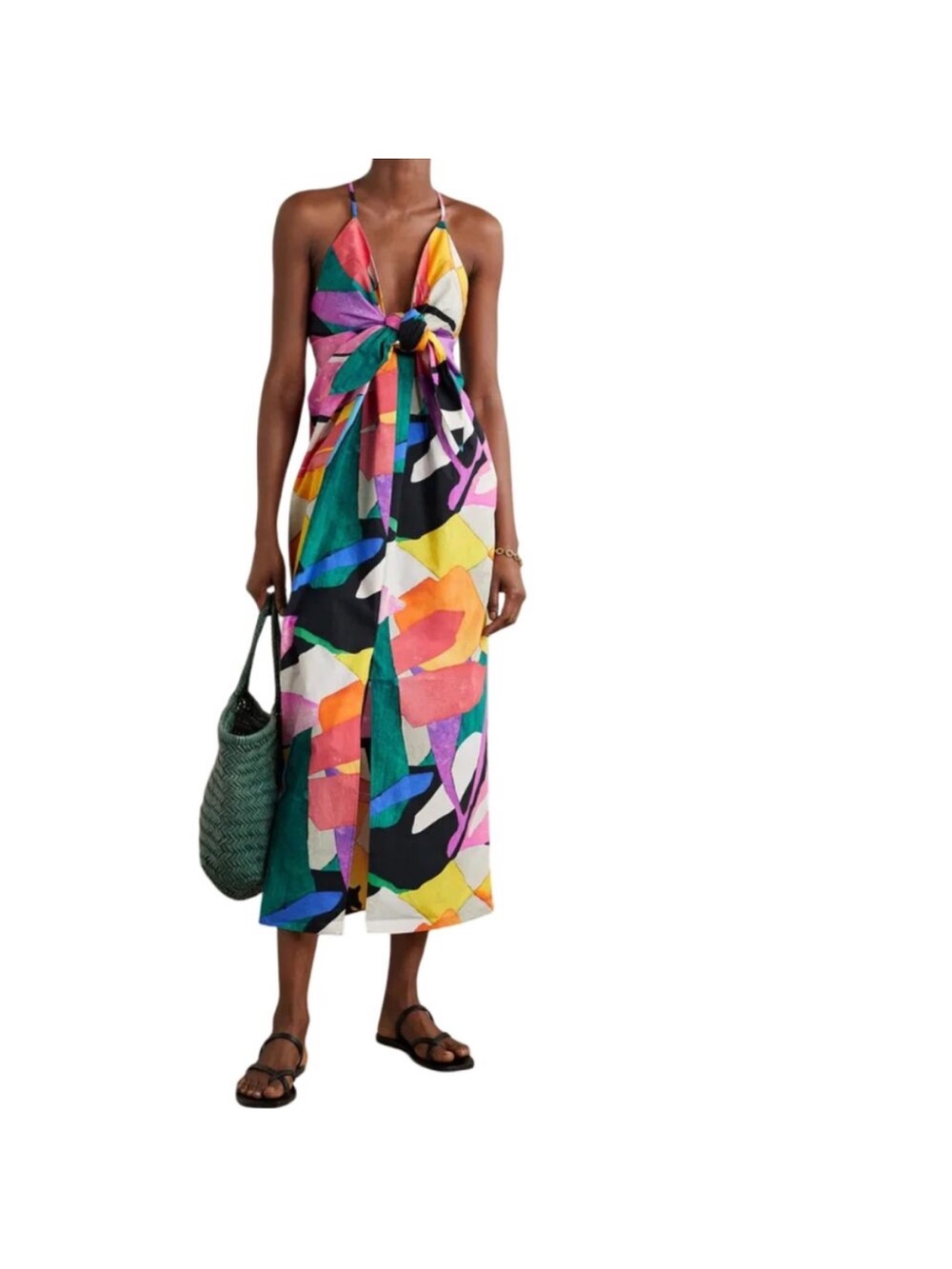 Mara Hoffman Multicolor Abstract Halter Tie Maxi Dress